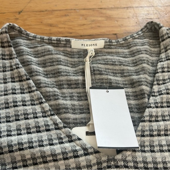 Pleione Short Sleeve Gray Dress Size Small Plaid Workwear Knit Peplum Office - Picture 5 of 8